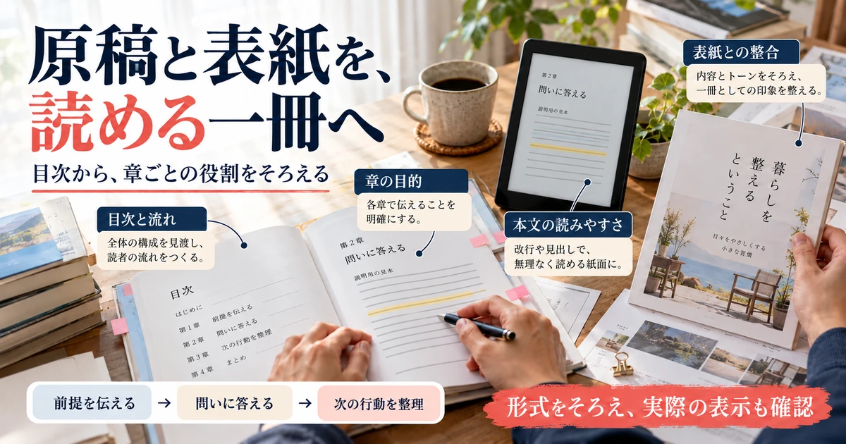Kindle本の目次・章の目的・本文表示・表紙の整合を確認する