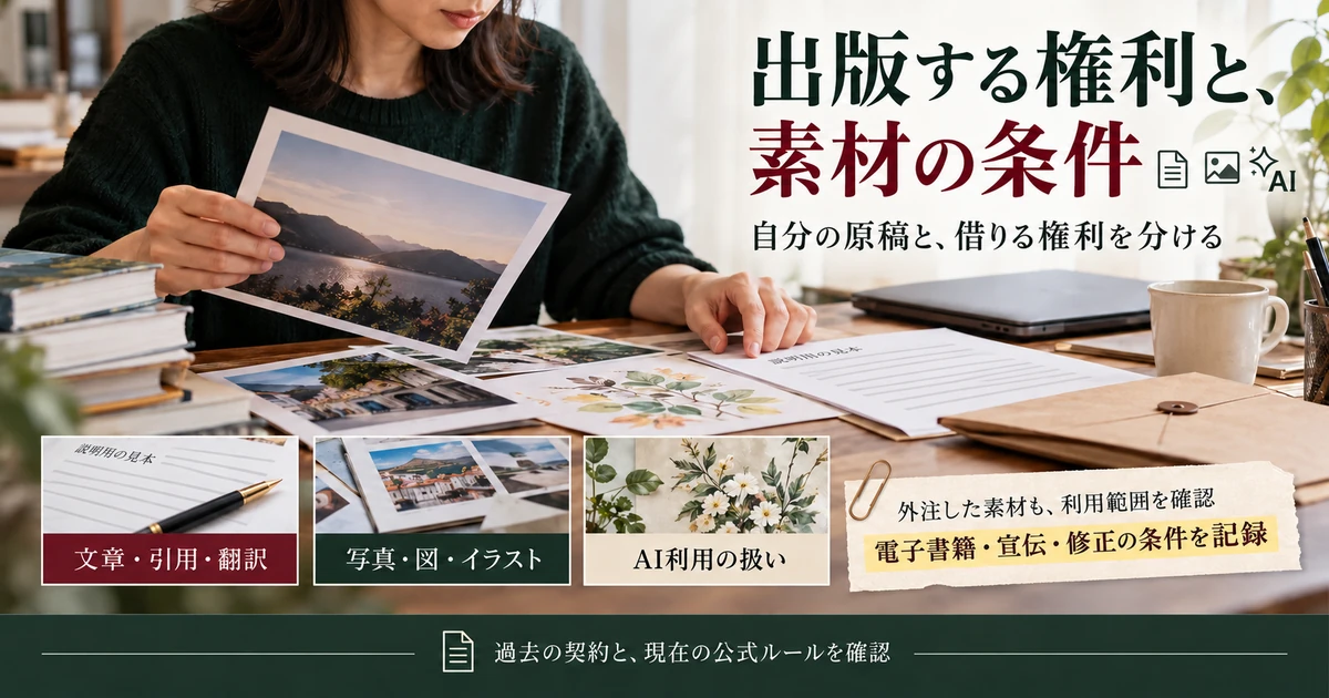 Kindle出版で文章・写真・イラスト・AI利用の権利と素材条件を確認する