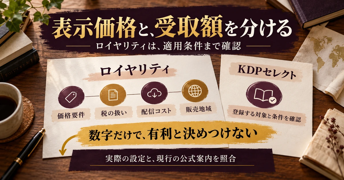 Kindleのロイヤリティ適用条件とKDPセレクトを公式案内で確認する