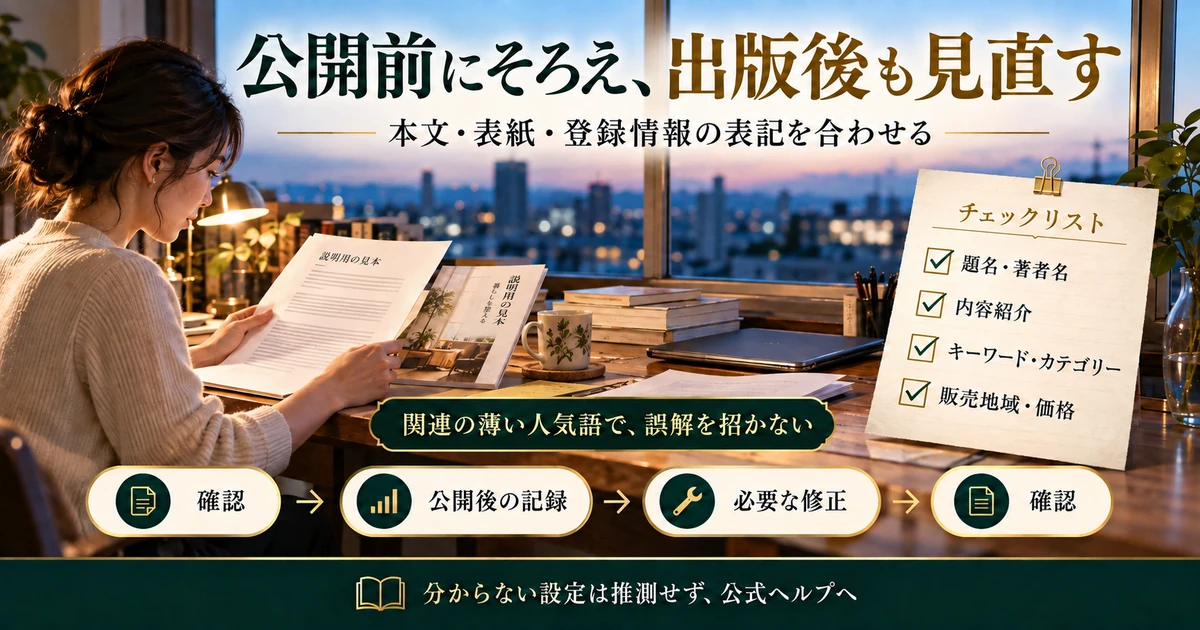 Kindle本の公開前チェックと出版後の記録・修正・再確認