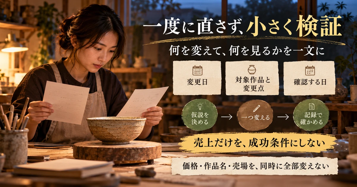 ハンドメイド販売の変更日・対象と変更点・確認日を記録して小さく検証する