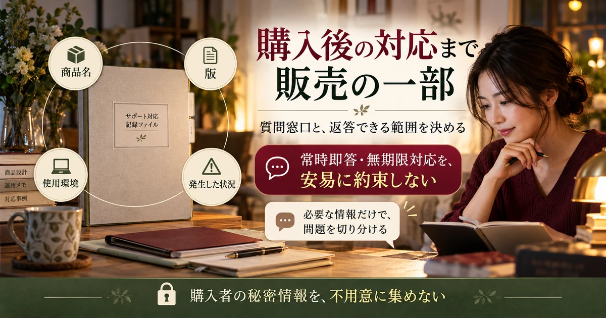 購入後の質問窓口と回答範囲を決め必要な情報だけで問題を切り分ける