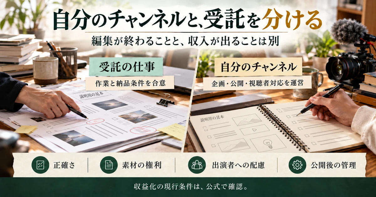 YouTubeの自分のチャンネル運営と受託制作を分けて考える