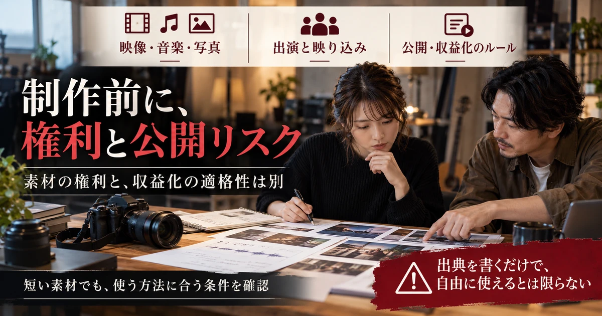 動画制作前に映像音楽写真の権利・出演映り込み・公開収益化ルールを確認する