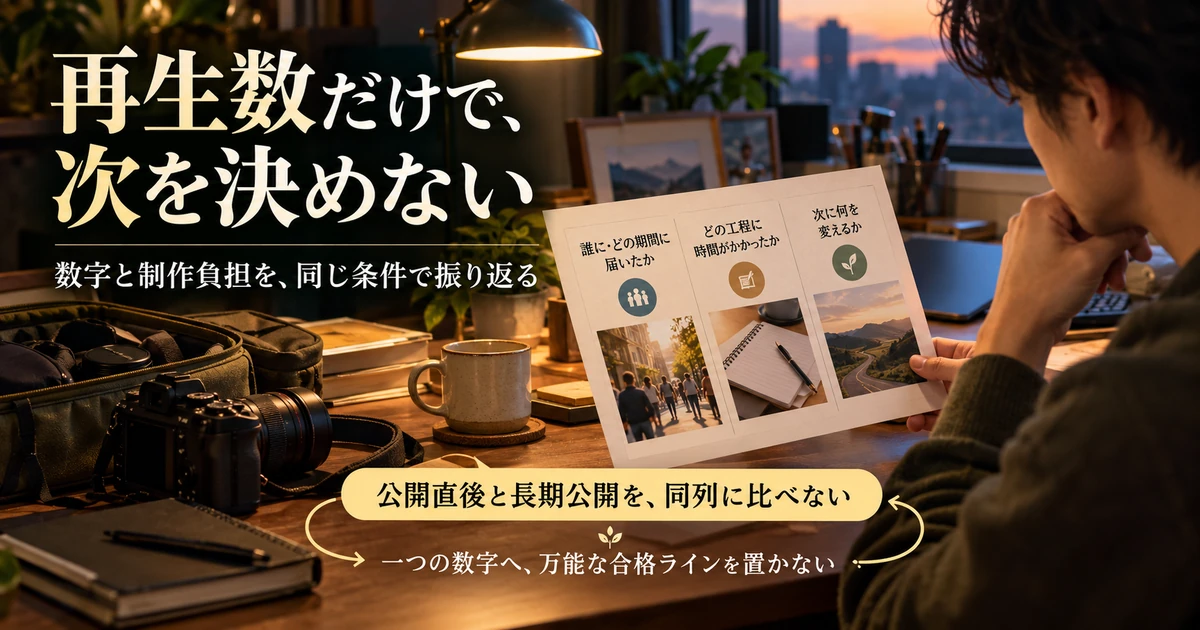 YouTubeの再生数と制作負担を同じ条件で振り返り次の変更を決める