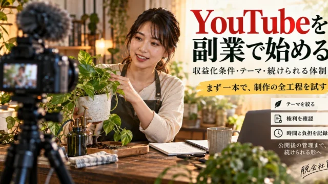 YouTubeを副業で始めるためテーマ・権利・制作の全工程と負担を確かめる