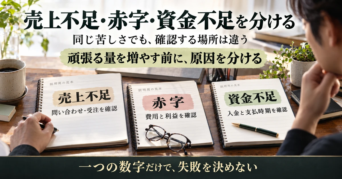 脱サラの売上不足・赤字・資金不足を分けて原因を確認する