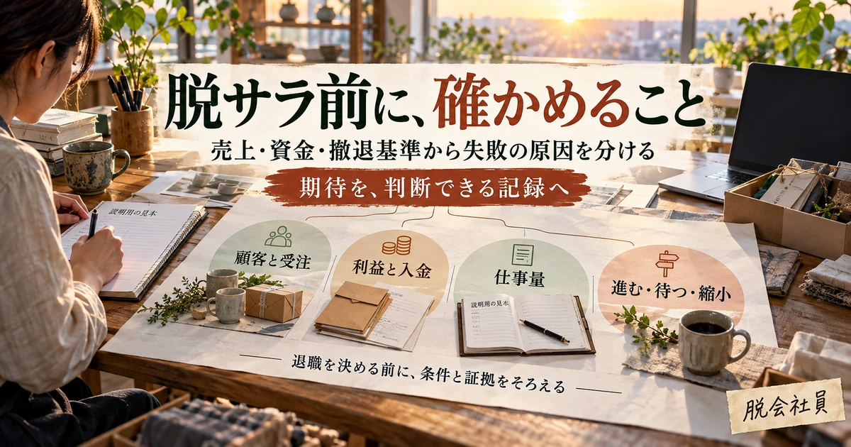 脱サラ前に顧客・利益と入金・仕事量・進退の判断材料をそろえる
