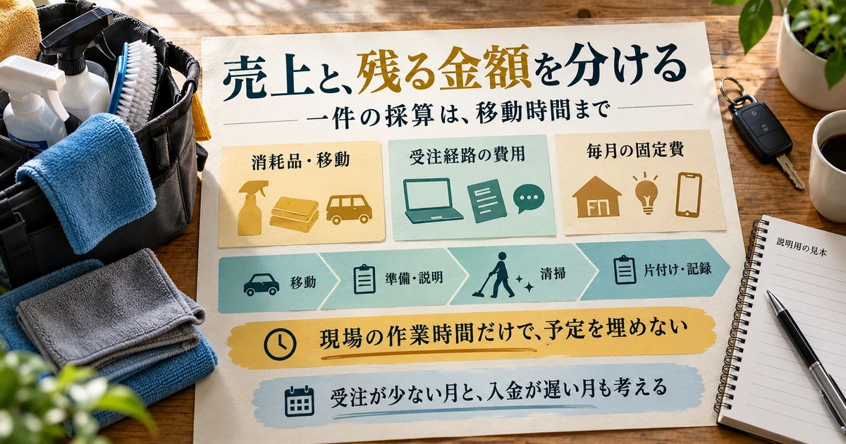 清掃一件の採算を消耗品・移動・受注経路・固定費と総時間で考える