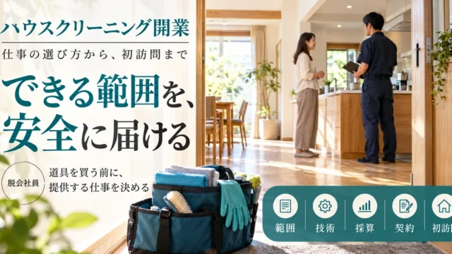 ハウスクリーニング開業で提供範囲・技術・採算・契約・初訪問を整える