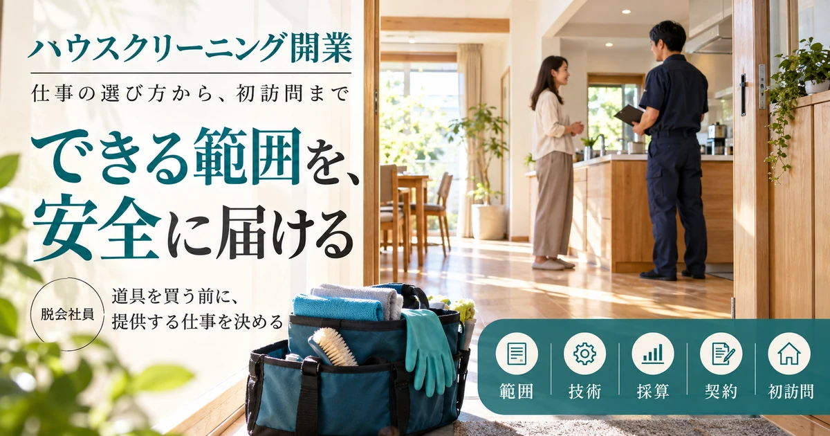 ハウスクリーニング開業で提供範囲・技術・採算・契約・初訪問を整える