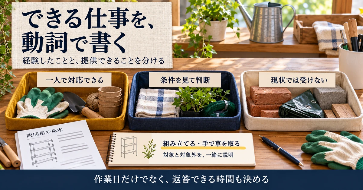 便利屋で提供できる仕事を一人で対応・条件確認・受けない仕事に分ける