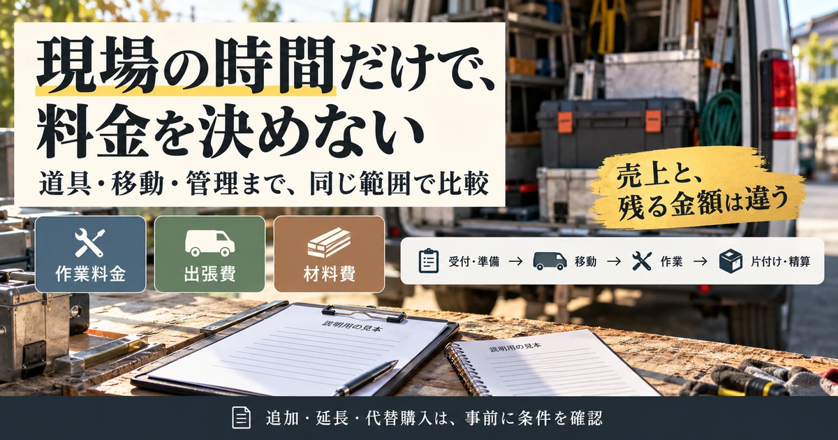 便利屋の料金を道具・移動・管理と受付から精算までの総時間で考える
