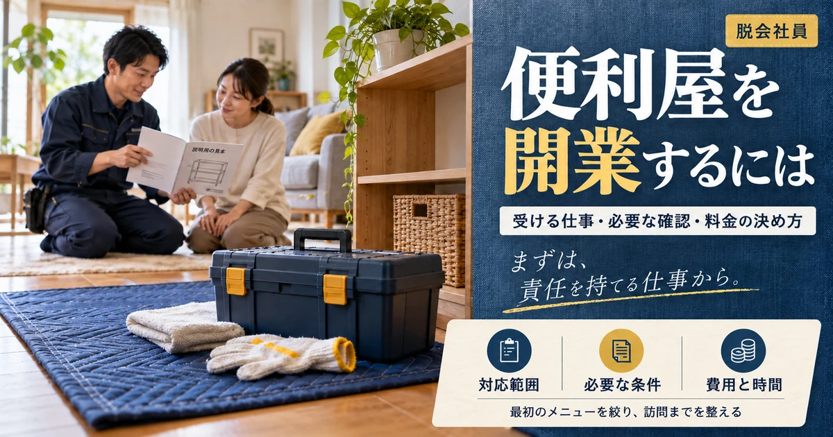 便利屋開業で対応範囲・必要条件・費用と時間を整える