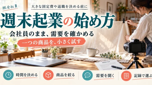 週末起業で一つの商品を小さく試し時間・需要・記録を確かめる