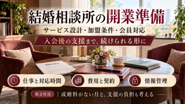 結婚相談所開業でサービス設計・加盟条件・会員対応と情報管理を準備する