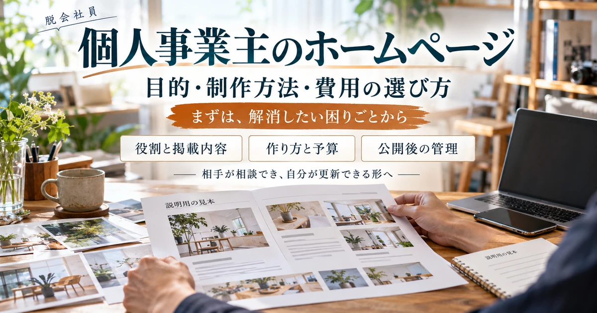 個人事業主のホームページを目的・制作方法・費用・公開後管理から考える