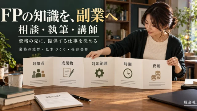 FP知識を副業に活かすため対象者・成果物・範囲・時間・費用を整理
