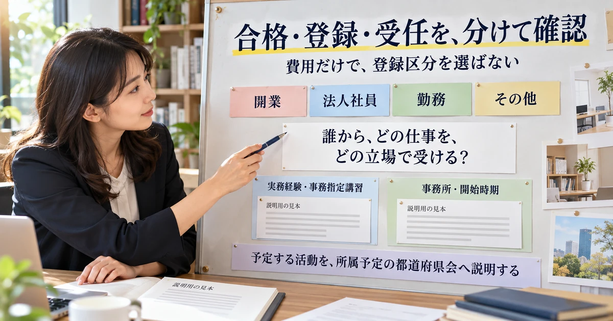 社労士の試験合格と登録と受任を分け活動に合う登録区分を確認
