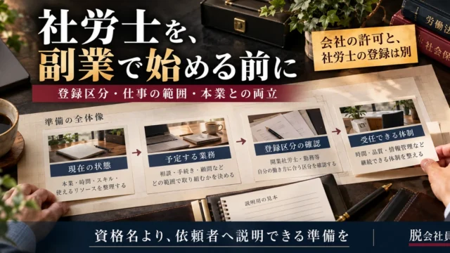 社労士の副業準備で現在の状態から受任体制までを整理する