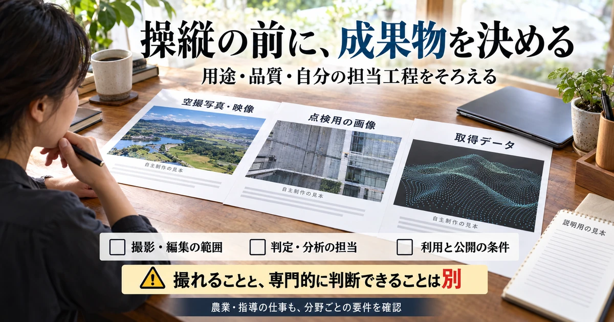 空撮映像・点検画像・取得データの成果物と担当工程を確認
