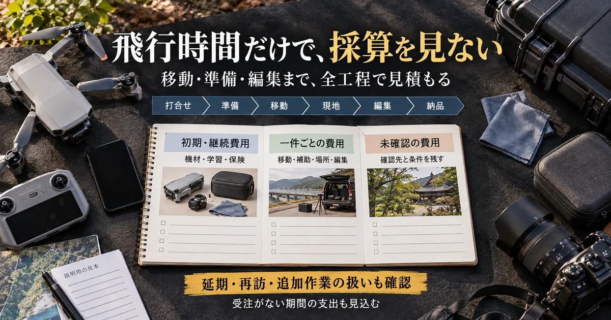 飛行以外の移動・準備・編集を含めた全工程と費用を見積もる