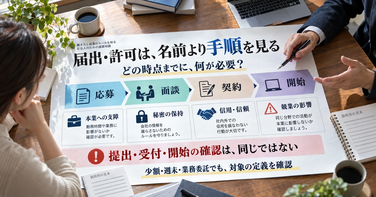 応募から開始までのどの時点で副業の手続きが必要か確認する