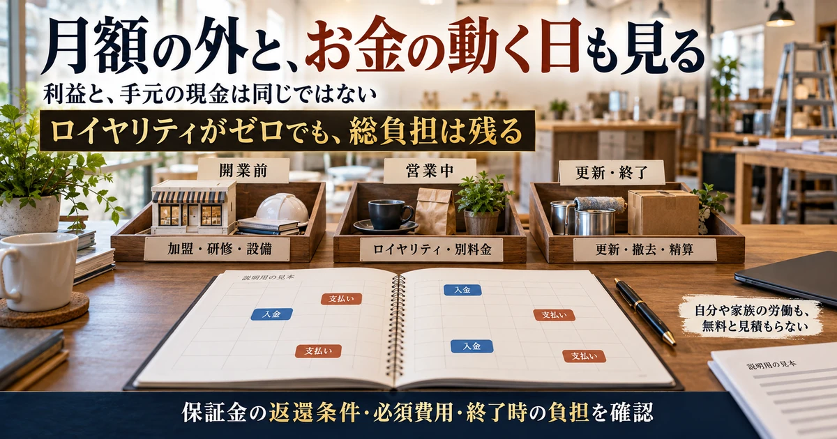 開業前・営業中・終了時の費用と入出金の時期を確認