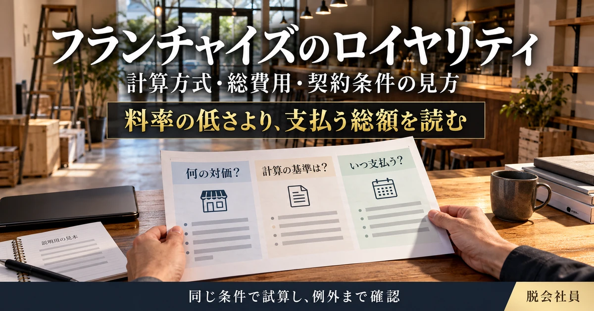 フランチャイズのロイヤリティを対価・計算基準・支払時期から読む