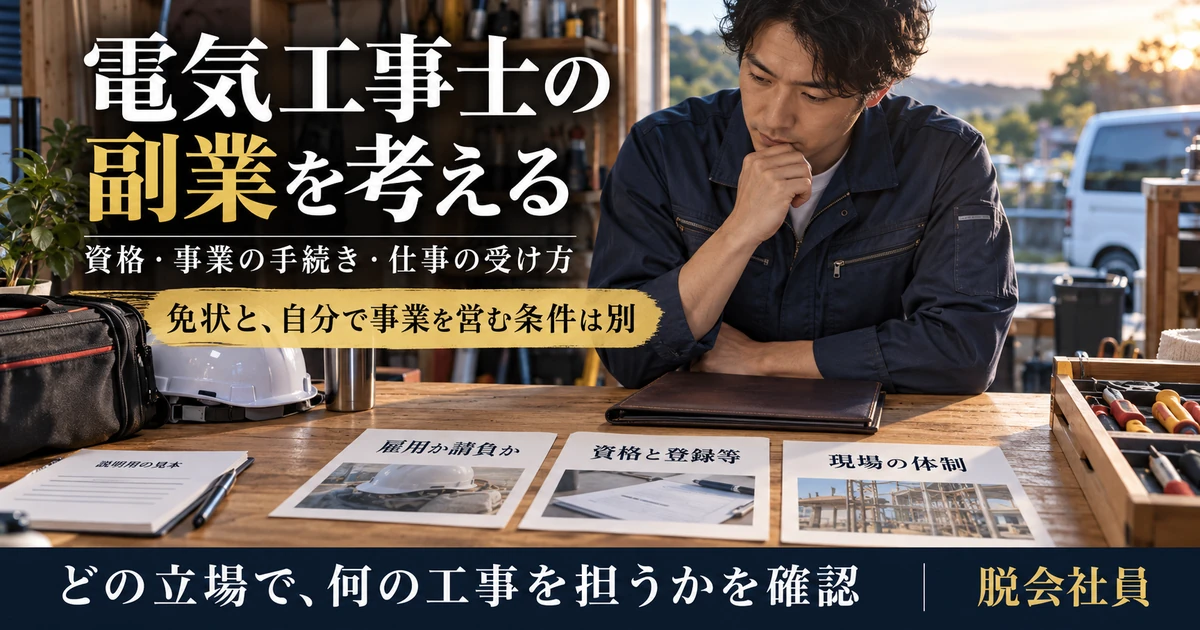 電気工事士の副業で雇用か請負かと資格登録と現場体制を確認