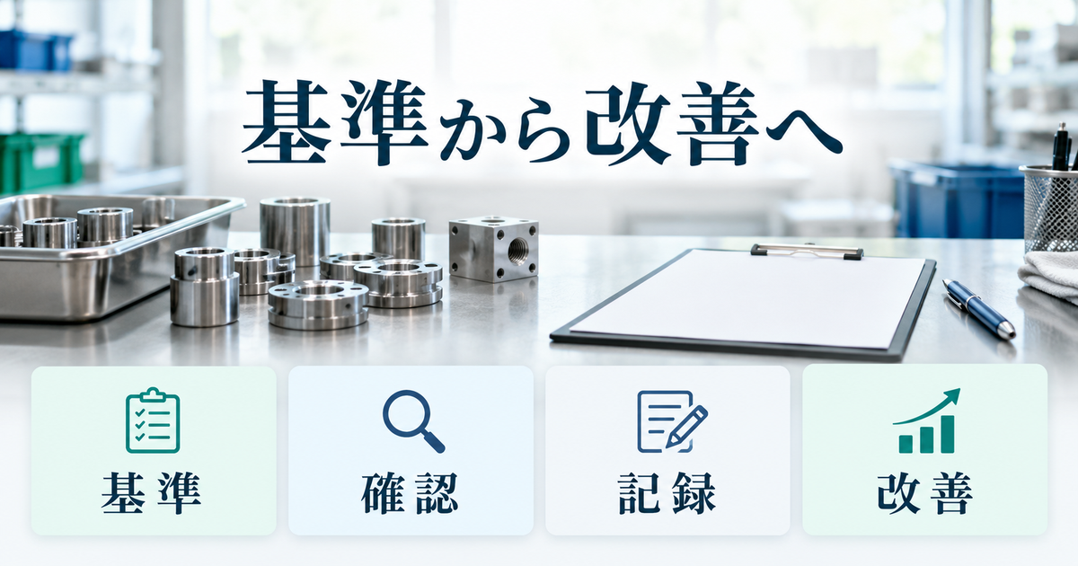 基準から改善へ:品質管理の仕事内容を整理する説明図