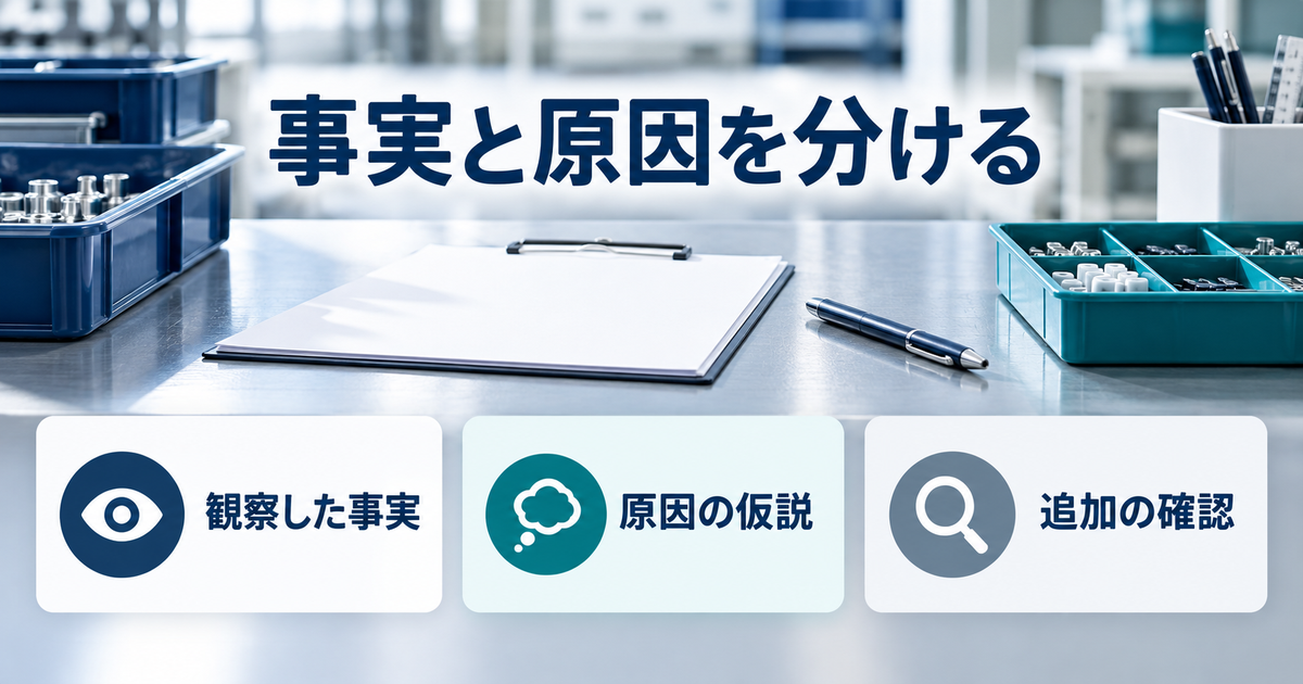事実と原因を分ける:品質管理の仕事内容を整理する説明図