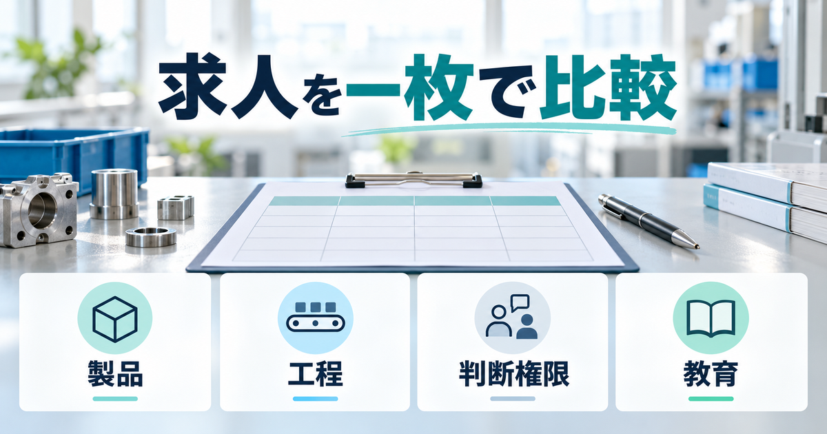 求人を一枚で比較:品質管理の仕事内容を整理する説明図