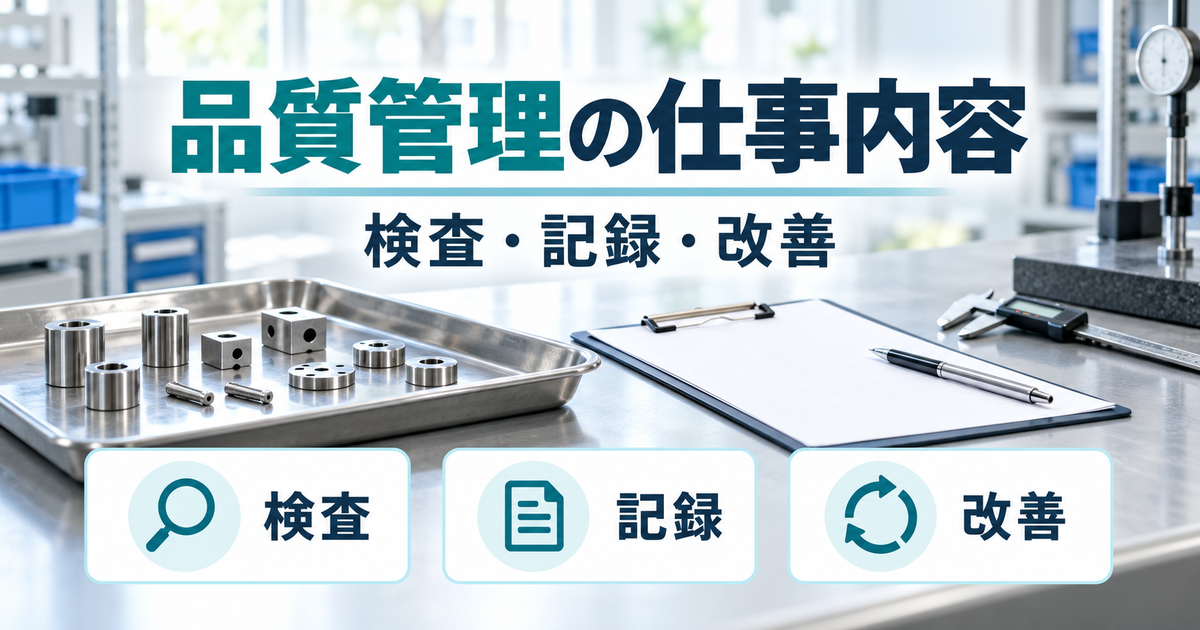 品質管理の仕事内容：品質管理の仕事内容を整理する説明図