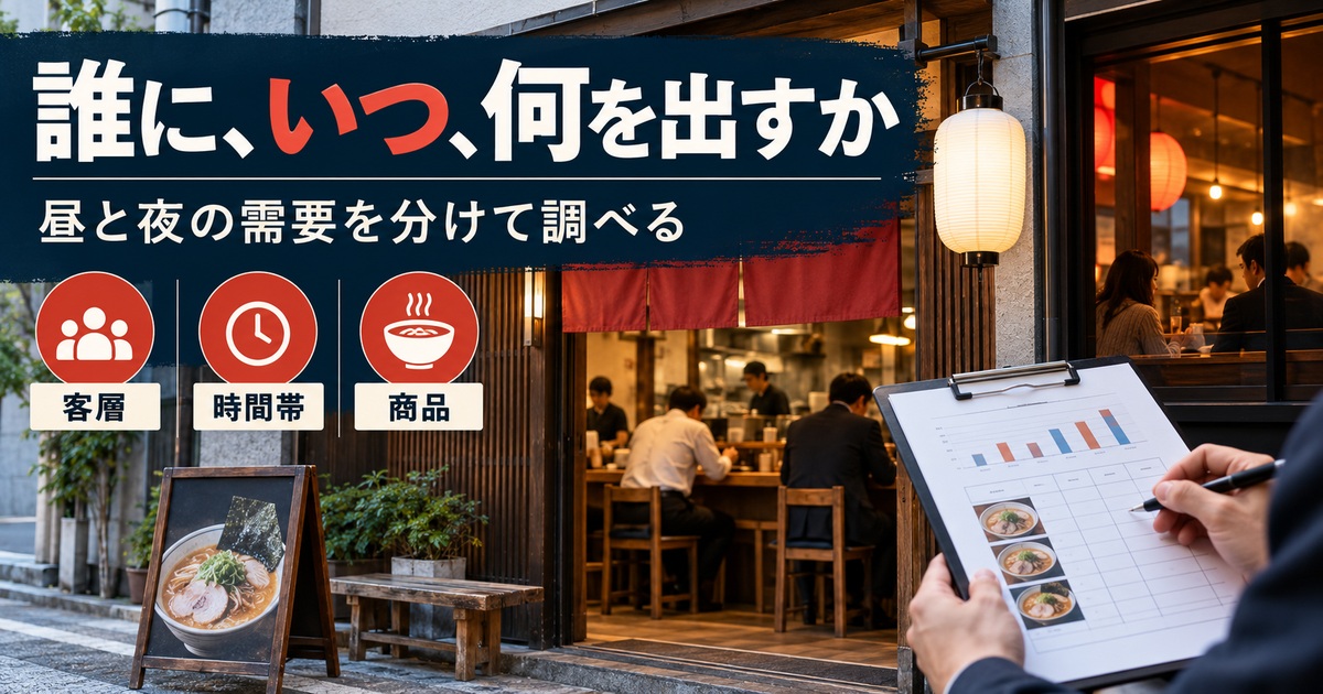 誰にいつ何を出すか、昼と夜の需要を分けて調べる。