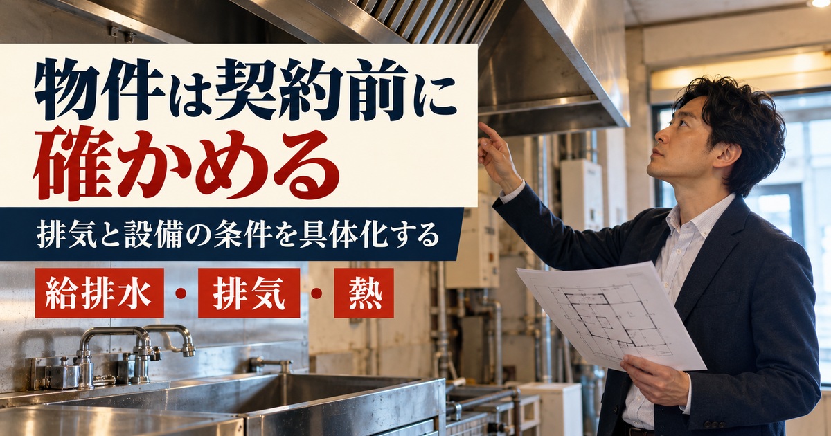 物件は契約前に給排水・排気・熱と設備条件を確かめる。