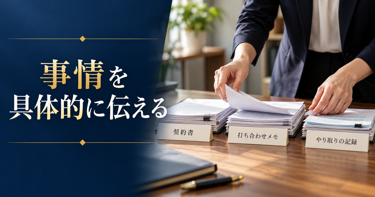 契約や面談の経緯を別々のカードに整理する手元
