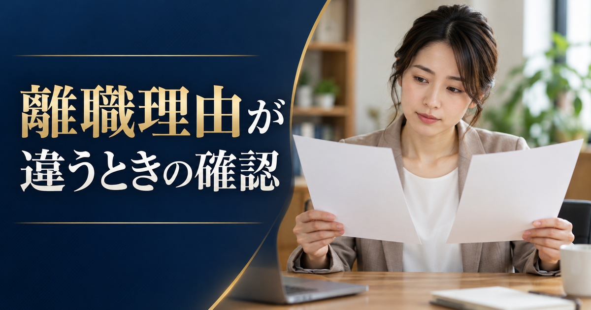 届いた離職票の記載と手元の資料を落ち着いて確認する成人