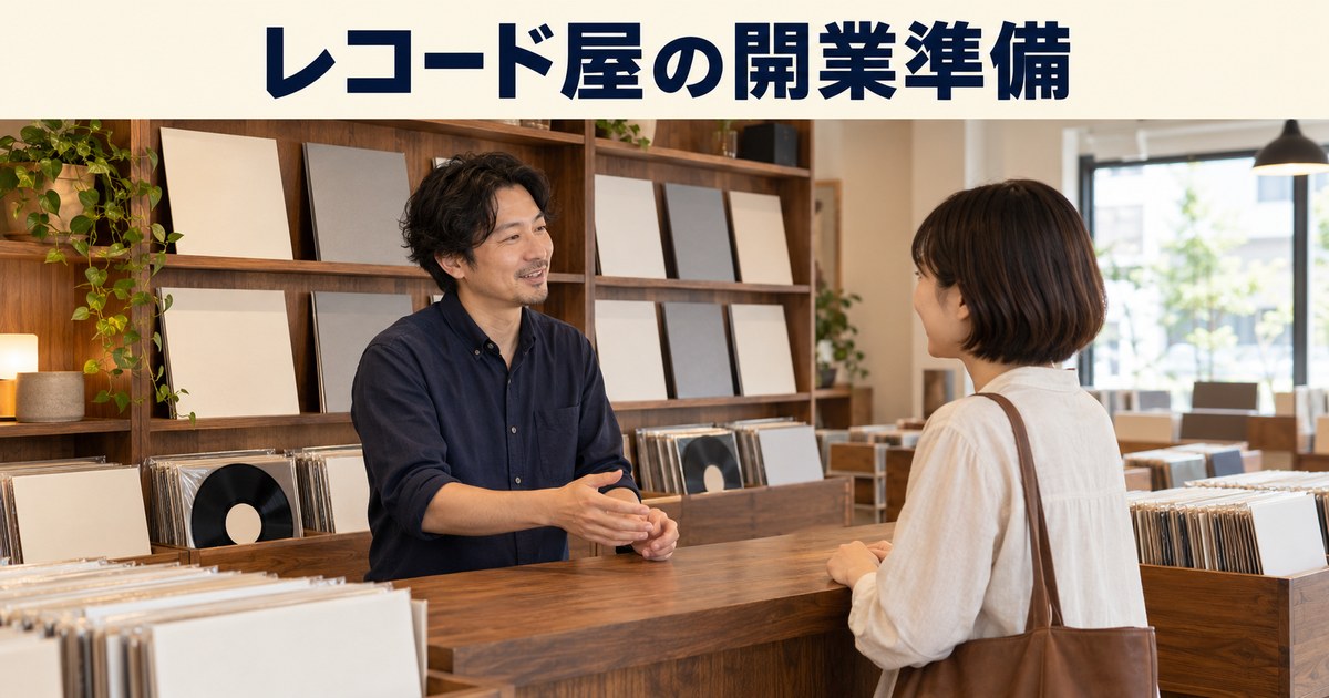 レコード店の店主と成人客が商品について相談するイメージ