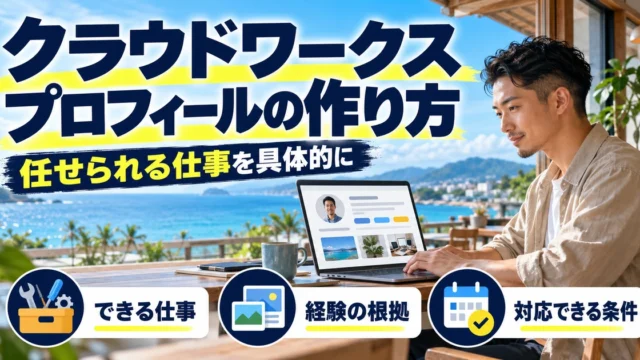 クラウドワークスのプロフィールの書き方｜初心者の自己紹介・スキル整理と例文の生成イメージ