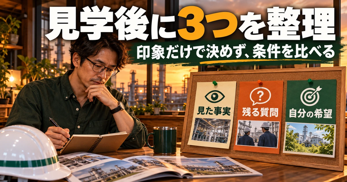 帰宅後に整理。見た事実・質問・希望を説明する生成イメージ
