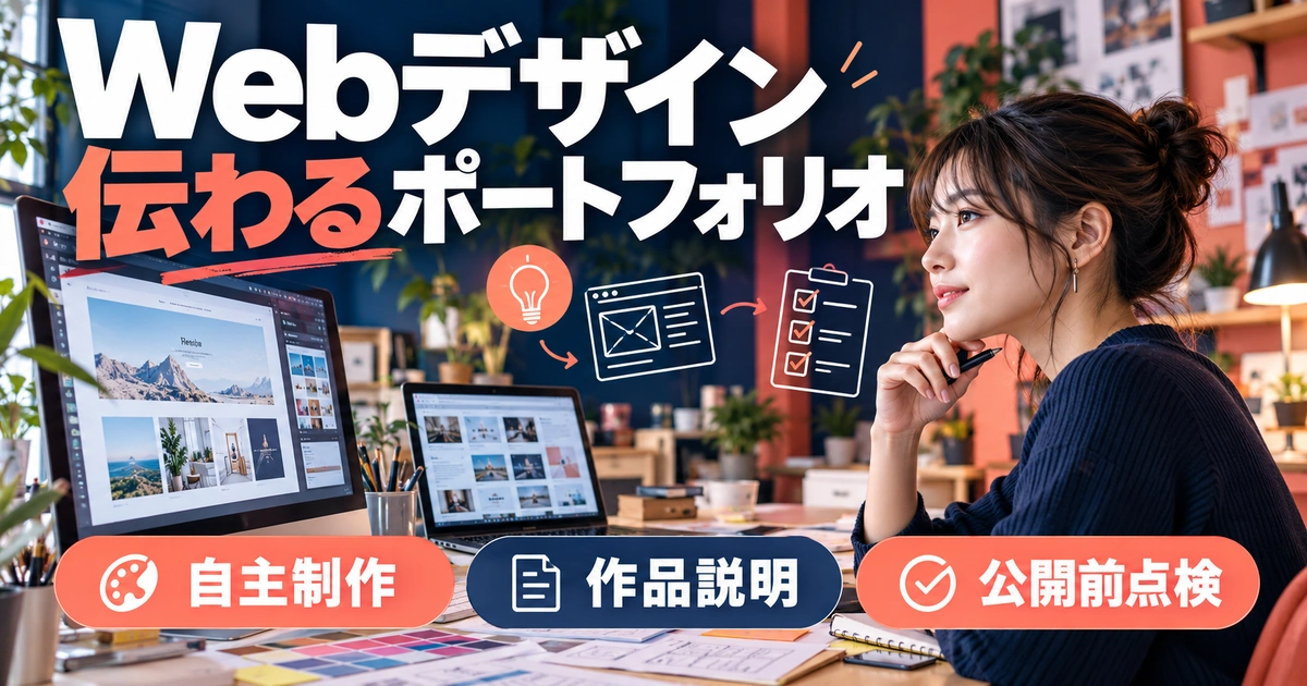 Webデザイン。伝わるポートフォリオを説明する生成イメージ