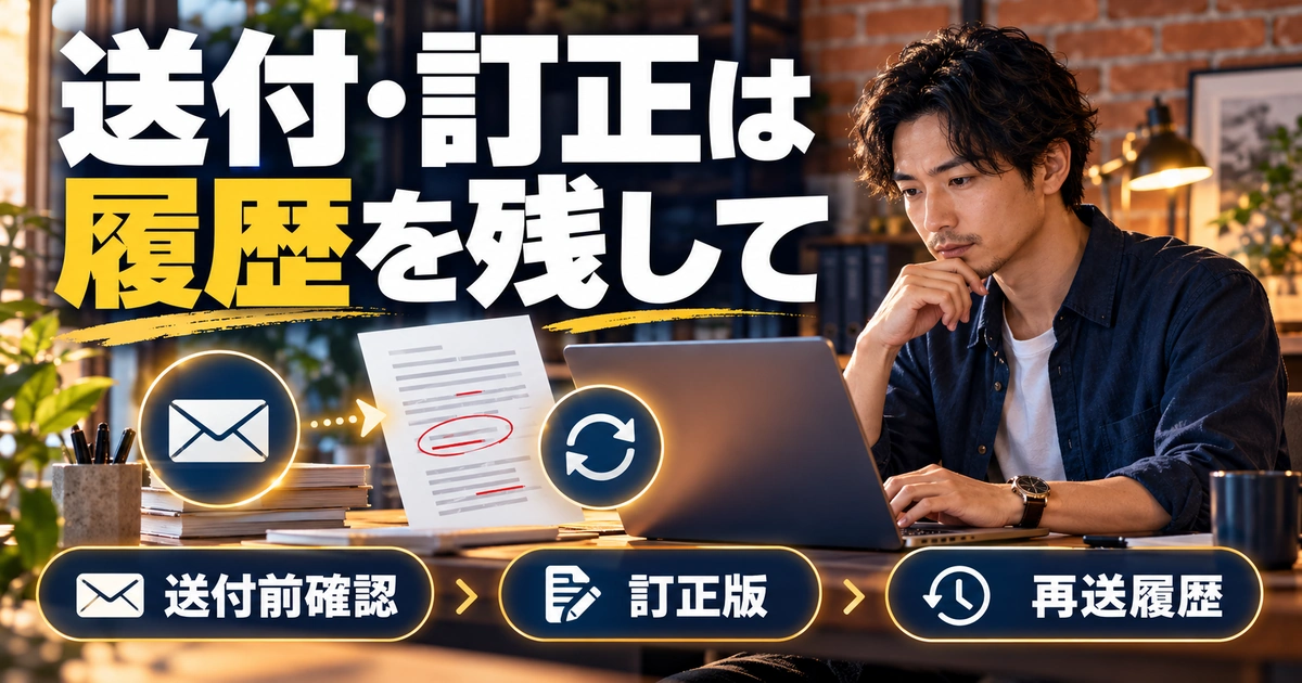 送付・訂正は。履歴を残してを説明する生成イメージ