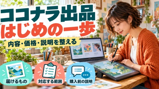ココナラ出品のやり方｜サービス内容・価格・説明文と初回納品の進め方の生成イメージ