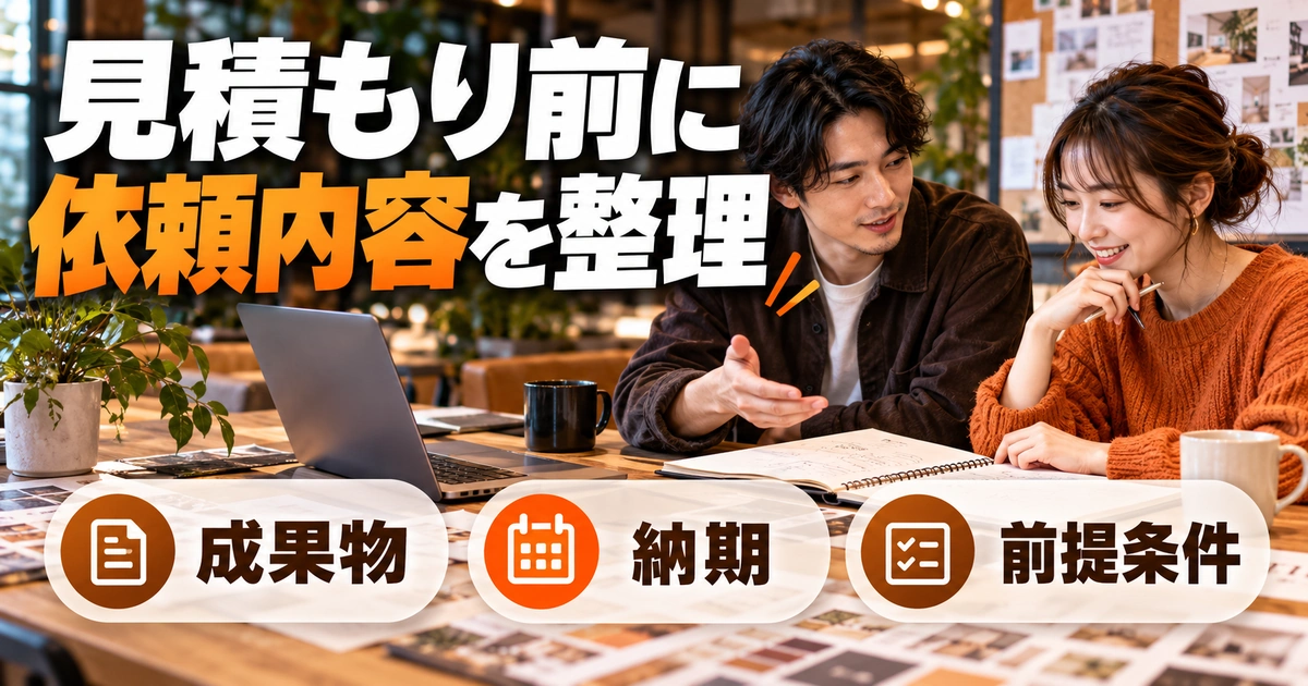 見積もり前に。依頼内容を整理を説明する生成イメージ