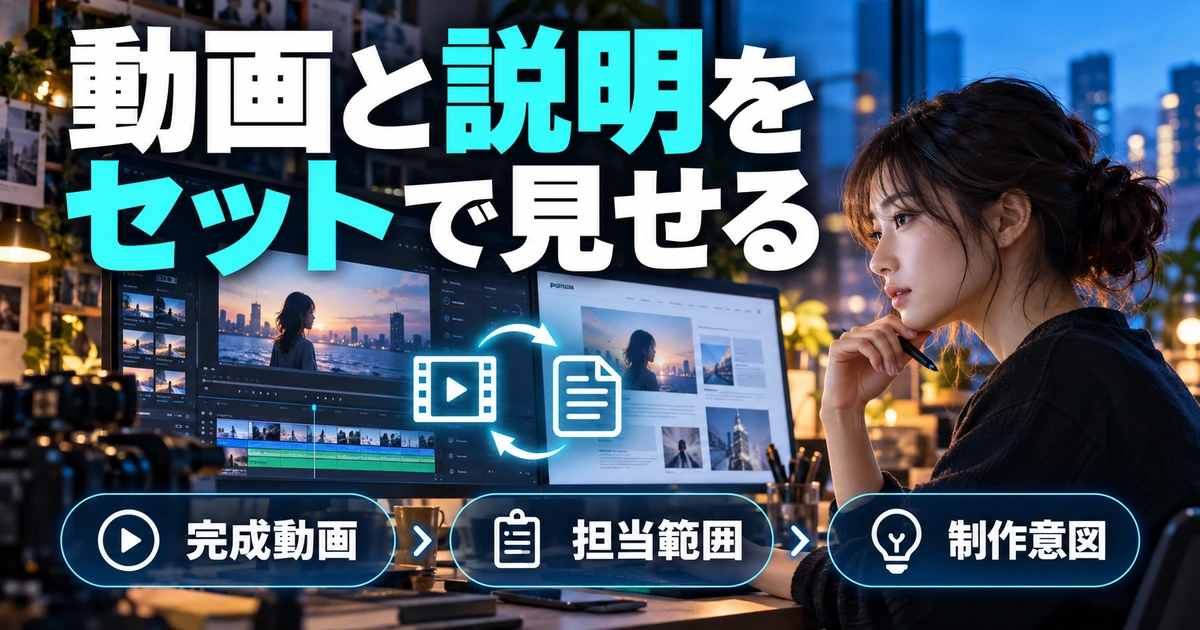 作品の意図も伝えるを説明する生成イメージ