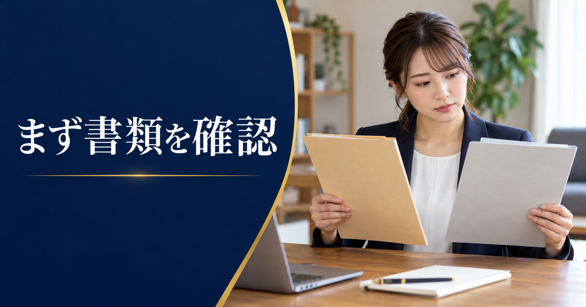 書類名を比較する人物のイメージ
