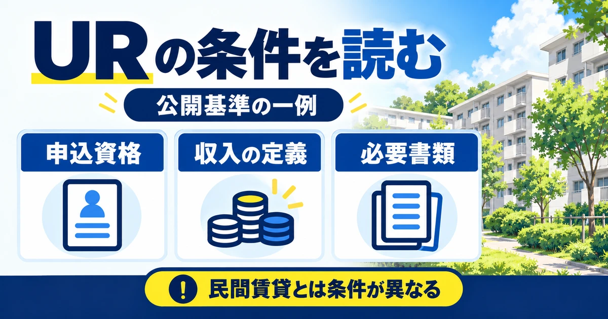 URの申込資格、収入の定義、必要書類を民間賃貸と区別して読む図