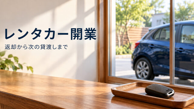 車とキーを主役にレンタカー開業と返却後の準備を考える表紙