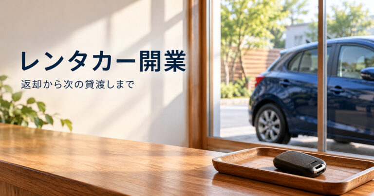 車とキーを主役にレンタカー開業と返却後の準備を考える表紙